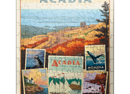 MyPuzzle Acadia National Park: Collage Print, Vintage Poster - Premium 100 Piece Jigsaw Puzzle for Adults