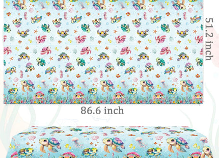 CANDY CHEF Sea Turtle Tablecloth 3 Pcs Ocean Turtle Birthday Party Supplies Plastic Disposable Turtle Theme Table Covers for Under The Sea Party Baby Shower Decorations