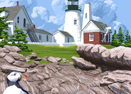 Lantern Press Maine, Pemaquid Lighthouse (Absorbent Ceramic Coaster, Single, Cork Back, Kitchen Table Decor)