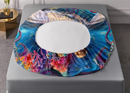 XYNHML 3D Octopus Fitted Sheet Set Full 4Pcs Nautical Ocean Quilt Bed Sheets Seaweed Bedding Set for Boys Teens Adult Includes 1 Fitted Sheet,1 Flat Sheet,2 Pillowcases