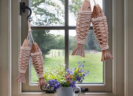 Antique Wood Fish Nautical Decor Decorative Hanging Fish Ornament