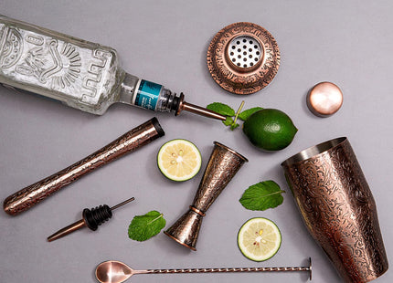SKY FISH 3D Relief Cocktail Double Japanese Jigger 1/2oz, 3/4oz, 1oz, 1 1/2Oz, and 2oz,Reindeer Deer Head Pattern， Stainless Steel Measuring Jigger Copper Plated