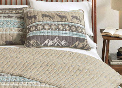 Great Bay Home Lodge Quilt Set - 3-Piece Full/Queen Size Rustic Bedding Set - Lightweight, All-Season, Reversible Bedspread (Rustic Lodge Stripes)