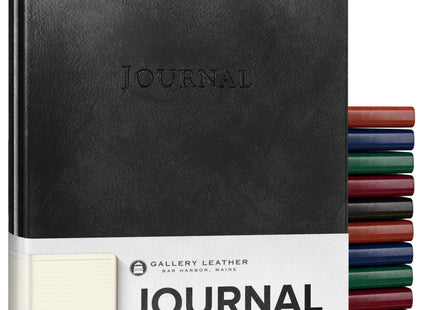 Gallery Leather Journal - Crafted in Maine, USA - Softcover, For Men and Women, For Writing, Work & Travel, 192 Lined Pages - A Safe Space for Your Thoughts - Acadia Black, 8x5.5, Desk Lined