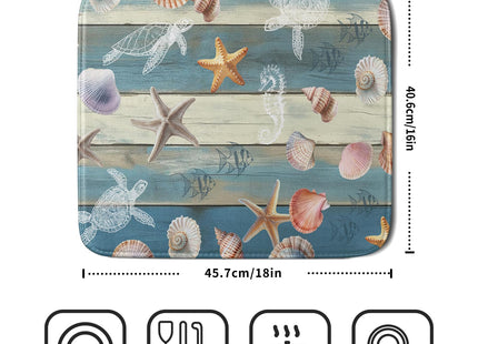 Giwawa Coastal Starfish Dish Drying Mat Summer Sea Turtle Drainer Rack Mat Absorbent Microfiber Kitchen Countertop Protector Dishes Pad 16x18 inch