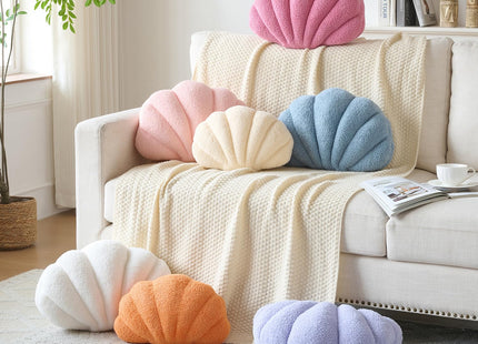 Mepherl Lavender Seashell Throw Pillows,13 Inch Shell Shaped Pillows Decorative Throw Pillow,Soft Seashell Plush Pillow Cushion for Bed Couch Living Room Home Decor