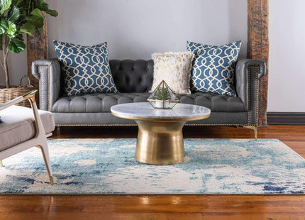 Unique Loom Positano Collection Coastal Modern Coral Lobster Shells Light Blue Area Rug (8' x 10')