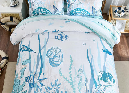 Coastal Comforter Set Full Size, Beach Themed Comforters,7 Pieces