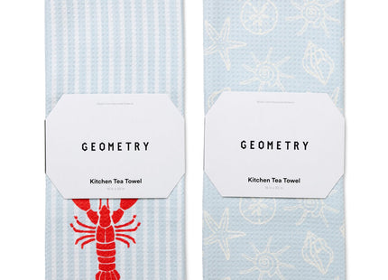 GEOMETRY Tea Towels – Spring & Summer Collection – Quick-Dry, Ultra-Absorbent, Reusable Microfiber Kitchen Towels for Drying & Cleaning - Lobster Bay - 2 Pack