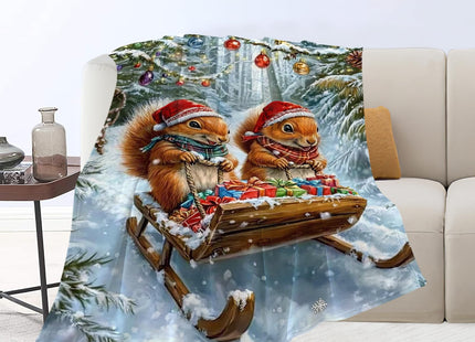 Estused Christmas Squirrel Blanket Squirrel Throw Stuff Gifts 50"x40"