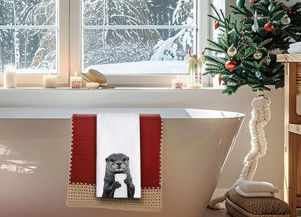 Threegoat Cute Otter Kitchen Towels 1 PCS, Funny Otter Gifts for Women, Otter Decor Hand Towels for Bathroom, Cute Animal, Women, Pet Owners Housewarming-A23