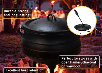 Mabeeze 6 Qt Cast Iron Potjie Pot, 3-Legged Campfire Dutch Oven