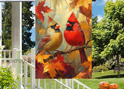 Cardinal Birds Fall House Flag 28x40 Inch