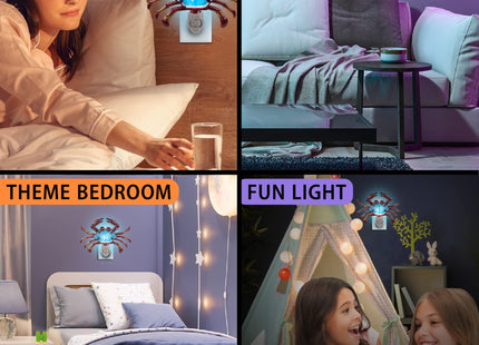 Puzzled Glass Art Night Light, Plug in Decorative Socket Lamp, Manual On & Off Portable Lights for Stairway, Bedroom, Bathroom, Nursery, Home Accessory & Kitchen Decor - Crab