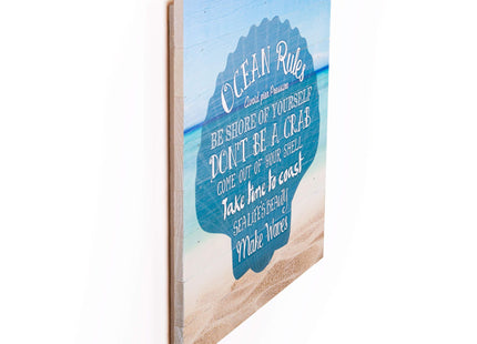 P. Graham Dunn Ocean Rules Seashell Beach Design 12 x 12 Wood Pallet Design Wall Art Sign Plaque