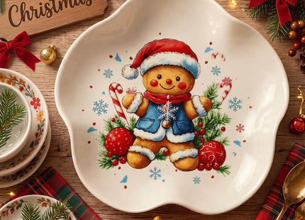 Acellegic Ceramic Spoon Rest for Stove Countertop 5.3 Inch, Gingerbread Man