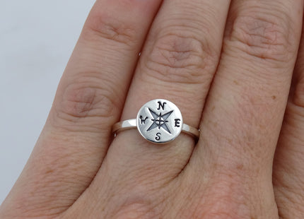 Compass Ring - 925 Sterling Silver, Sizes 6-10, Nautical Directional (7)