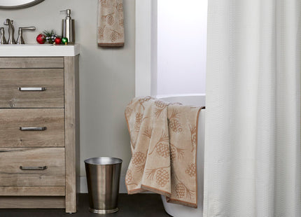 SKL Home Fall/Winter/Christmas Pinecone Hand Towel Set-2pc, Jacquard, Wheat