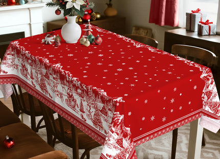 Arquiel Christmas Tablecloth 55 x 70 Inch Rectangular, Tree Deer Print