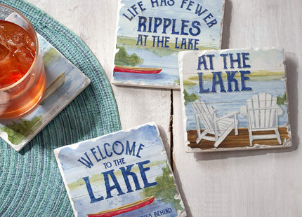 Thirstystone Lake House Greetings 4 Pack Tumbled Tile Stone Coasters
