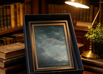 Vintage Moody Landscape Framed Wall Art Stormy Sky Seagull Canvas Prints