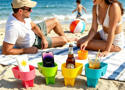 Home Queen Beach Cup Holder, Keep Drinks Stable and Out of Sand, 4 Pack
