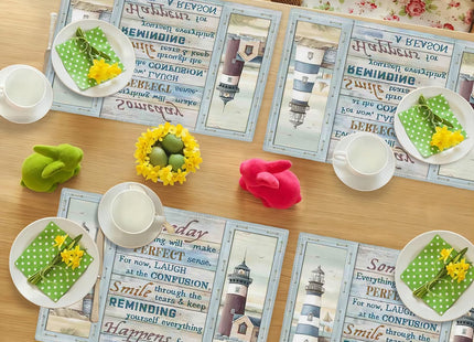 Lighthouse Placemats Set of 4 Nautical Lighthouse Table Mats Washable Place Mats for Home Party Indoor Kitchen Dining Table Decoration 12x18 Inch