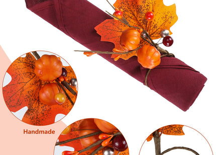 Patelai 12 Pcs Fall Napkin Rings Pumpkin Maple Leaf Ring Holder