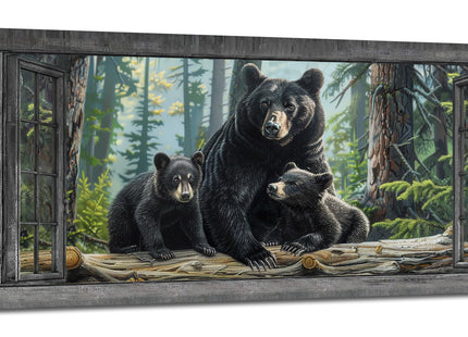 Large Wall Art Black Bear Canvas Cabin Living Room Pictures Prints Forest Oversize Wall Decor Animal Painting Artwork for Bedroom Dining Office Home 60"x30"