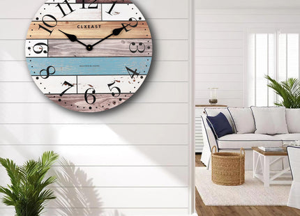 CLXEAST 24 Inch Coastal Farmhouse Wall Clocks for Living Room Decor
