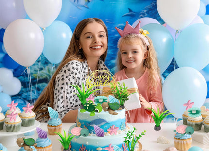Lukinuo Turtle Cake Topper Sea Turtle Birthday Cake Decorations Under the Sea Cake Decoration with Ocean Turtle Starfish Conch and Seashells for Sea Theme Birthday Party Baby Shower Supplies