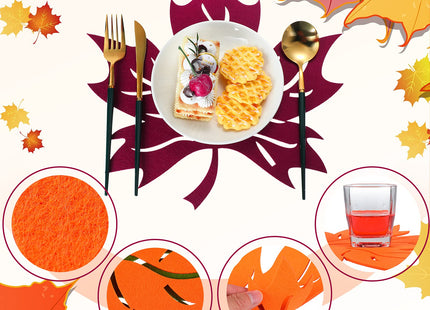 Tatuo 8 Pcs Fall Maple Leaf Placemats Autumn Placemats(12.8 x 12.8 Inch)