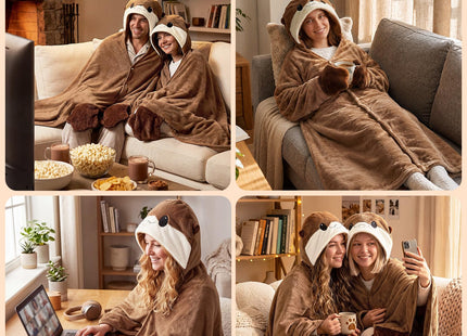 Mewaii Otter Gifts, Wearable Blanket Hoodie, Soft Flannel Otter Blanket