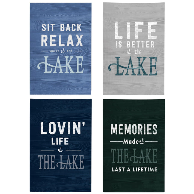 kunlisa Lake House Decor Hand Towels, Life is Better at The Lakes Beach Decorative Hand Towels for Bathroom,Lake House Life Gifts for Women,16×24 Inch,Set of 4