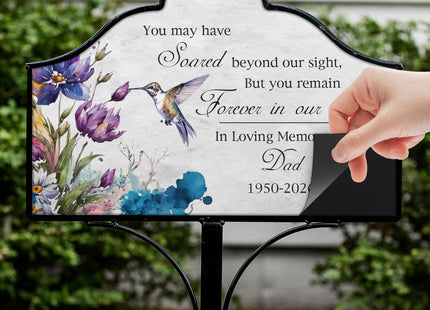 Personalized Hummingbird Memorial Garden Stake, Grave Site Décor