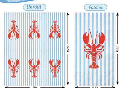FYSUIMU 50Pcs Crawfish Striped Guest Paper Napkins, Hand Towels, Blue Red
