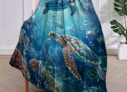 VANZEV Sea Turtle Blanket, 50"x60" Ocean Sea Turtle Fleece Throw for Kids & Adults, Ultra-Soft and Warm Home Decor Blanket, Sea Turtle Gifts