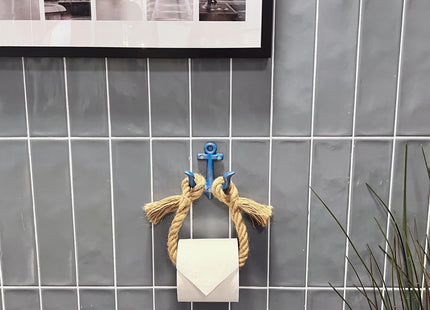 Perfeso.L Beach Rope Toilet Paper Holder Metal Anchor Hook Bathroom Decor