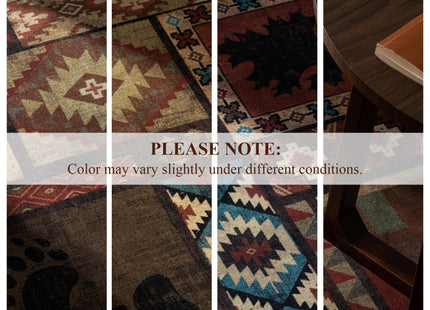 Hallway Runner Rug 2x6 Indoor Door Mat - Bear Rustic Cabin Non-Slip Entryway Rug, Low Pile Tribal Print for Kitchen, Bedroom