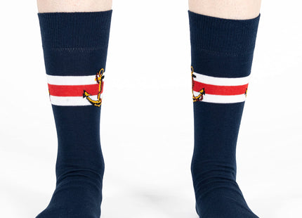 Mysocks Mens Multi Design Crew Socks Nautical Anchor Navy