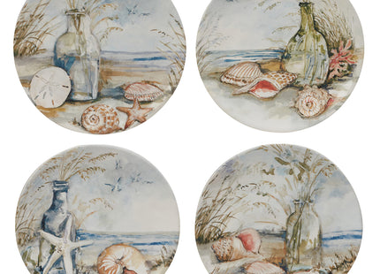 Coastal Landscape 16 Piece Ceramic Dinnerware Set – Service for 4 with Beach-Themed Dinner Plates, Salad Plates, Bowls & Mugs – Ocean-Inspired Tableware for Everyday or Coastal Entertaining