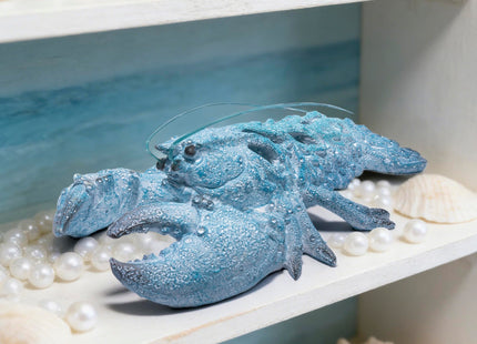 Hodao 12.25“ Blue Coral Lobster Figurine Decor for Coastal Home Decor, Ocean Inspired Resin Figurine for Wall, Nautical Beach Bathroom Wall Hanging, Summer Coastal Home, Office Desk Gift