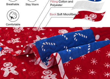 Hailea Christmas Bedspread Coverlet King Size Xmas Quilt Snowman Gift Box Bedding Set Lightweight Reversible Red Navy Plaid Quilt Bedspread Christmas Lodge Coverlet Snowflake Lantern Decor(Red,Queen)