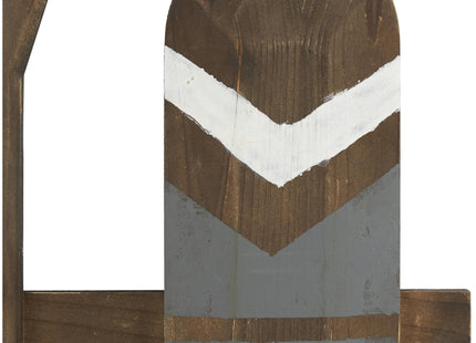 Deco 79 Wood Paddle Home Wall Decor Arrow and Stripe Patterned Wall Sculpture with Muted Blue Accents, Wall Art 21" x 1" x 36", Light Gray