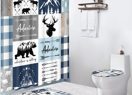 Pamnest Shower Curtain Set 4 Pieces Moose Bear Bathroom Sets
