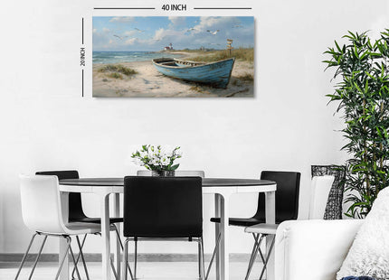 Coastal Wall Art Beach Wall Decor Nautical Ocean Canvas Picture Nature Seaside Sailboat Seascape Prints Painting Bathroom Decor Rustic Beach Scenery Artwork Living Room Bedroom Office Decor 20x40"
