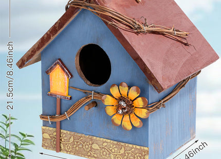 DEWEL Bird Houses for Outside Clearance, Hanging Birdhouses for Outdoors, Garden Wooden Blue Bird Houses for Outdoors, Bird Nesting Box for Bluebird Finch Swallow Wren Chickadee, Gift for Bird Lovers