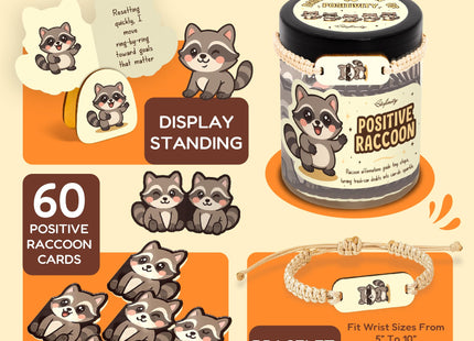 STOFINITY Positive Raccoon Jar, 60 Cards, Raccoon Gifts for Women