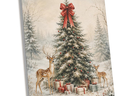 AEHIE Winter Forest Christmas Tree Deer Framed Canvas Wall Art Decor 11x14