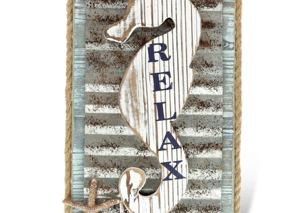 CoTa Global Aquarius Seahorse Relax Nautical Wooden Wall Accent Home Decor